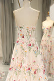 Sweet 16 ?? Strapless A-line Floral Prom Dress &Wedding Dress- ?? Gorgeous Embroidery Applique & Tulle Evening for Birthday, Graduation HZ1108