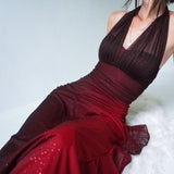 Elegant Green Formal Dresses, V-neck Sheath Glitter Birthday Dresses, Chiffon Retro Backless Party Dresses HZ1108