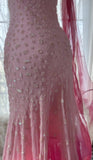 ?? Cinderella Pink A-Line Evening Gown - Iridescent Beaded Tulle with Soft Chiffon Layers for Sweet 16 HZ1108