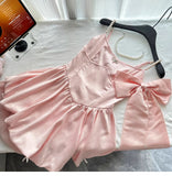 Fairytale?? Spring Pool Party Dress Pink Satin A-Line Short Prom Dress for Birthday &Homecoming HZ1108