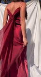 Royal Purple Satin Prom Dress Vintage Glam Evening Gown with Chiffon Ribbon HZ1108