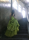 Fairytale Bud Green Mermaid Sequins Beaded Prom Dress Backless Tulle Evening Gown HZ1108