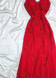 Retro Fairytale Red Chiffon Prom Dress for Party&Birthday Glitter Beaded Applique Evening Gown HZ1108