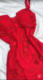 Retro Fairytale Red Chiffon Prom Dress for Party&Birthday Glitter Beaded Applique Evening Gown HZ1108