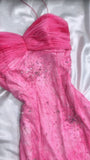 Pink Princess Style Beaded Chiffon Prom Dress for Party Glitter 90s Retro A-Line Evening Gown HZ1108