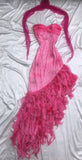 Pink Princess Style Beaded Chiffon Prom Dress for Party Glitter 90s Retro A-Line Evening Gown HZ1108