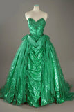 Classic Gold Sweetheart Glitter Beaded Tulle Ball Gowns Formal Evening Gowns HZ1108