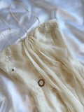 Vintage White Spaghetti Straps Chiffon Sheath Gentle Prom Dresses with Beading HZ1108