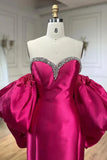 Elegant Fuchsia Sweetheart Mermaid Satin Long Prom Dress Simple Formal Evening Dress HZ1108
