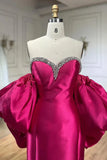Elegant Fuchsia Sweetheart Mermaid Satin Long Prom Dress Simple Formal Evening Dress HZ1108