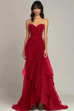 Elegant Mermaid Dark Green Sweetheart Tulle Long Prom Dresses Formal Evening Dresses with Rufflest HZ1108
