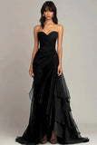 Elegant Mermaid Dark Green Sweetheart Tulle Long Prom Dresses Formal Evening Dresses with Rufflest HZ1108