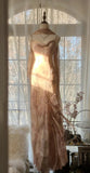 Vintage Spaghetti Straps Printed Chiffon Sheath Sparkling Beaded Evening Dress HZ1108