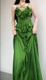 Elegant Sapphire Blue Spaghetti Strap Simple Satin V-Neck A-Line Party Dress HZ1108