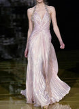 Gorgeous V-neck Chiffon Sheath Formal Evening Dresses Long Prom Dresses HZ1108