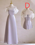 Gentle Purple Satin with Bow A-Line Bridesmaid Dress, Elegant Formal Evening Dress HZ1108