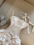 Princess-Inspired Spaghetti Straps Satin Lace Satin Short Prom Dresses Cute A-Line Two-Piece Homecoming Dress HZ1108