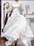 Charming A-Line White Turtleneck Lace Beading Tulle Long Sleeve Vintage Wedding Dress HZ1108