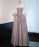 Fairytale Dust Pink Strapless Sequined A-Line Long Prom Dresses Sweet 16 Evening Gowns HZ1108