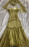 Vintage Spaghetti Straps Mermaid Lace Chiffon Prom Dresses with Beading HZ1108
