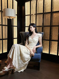 Hollow Butterfly Embroidery Dress French Summer Vacation Waist Gentle Dress HZ1108