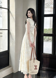 Hollow Butterfly Embroidery Dress French Summer Vacation Waist Gentle Dress HZ1108