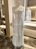 Vintage Palace Style Lace Chiffon Prom Dresses Fairytale Birthday Evening Gowns HZ1108