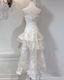 Sweet Light Apricot Spaghetti Strap Chiffon Ruffle Hi-Lo Birthday Party Dress HZ1108