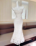 White Elegant 3D Flower Embroidery Spaghetti Straps Mermaid Birthday Party Dress HZ1108