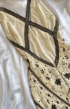 Vintage Beaded Chiffon Sheath Prom Dresses Backless Evening Dresses HZ1108
