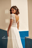 Boho Wedding Dress Plus Size Chiffon Beach Wedding Gown Lace Backless Sweep Train Bridal Gowns Boho Robe de mariee 2023 new