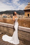 Mermaid Open Back Wedding Dresses For Women V Neck Lace Appliqued Backless Beach Bridal Gowns vestidos de novia 925
