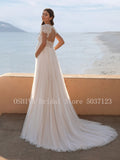 V-neck Cap Sleeve Pregnant Wedding Dresses Bohemian Sexy Empire Waist Open Back A Line Floor Length Tulle Bridal Gowns