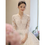 Wedding Dress 2023 Long Sleeve New Winter V-neck Flower Ball Gown Princess Wedding Dresses Vestido De Noiva