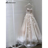 Wedding Dresses with flowers sweetheart A-line Bridal Dresses Sexy Wedding Gowns Robe de mariee