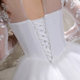 Summer Korean Light wedding dress Vestidos De Novia off white bride O-neck dream princess simple Long Sleeve Lace appliques