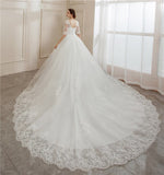 Ball Gowns Lace Embroidery Half Sleeve Fashion Classic V Neck Wedding Dresses Sequined Simple Vestido De Noiva plus size