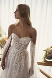 Bohemian Wedding Dress Off the Shoulder Beaded with Pearls Appliques Wedding Gown Boho Bridal Dress vestido de noiva