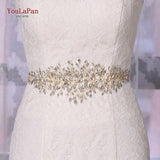 SH237-G Golden Bridal Belt with Rhinestone Fashion Bead Belt Thin Sash Belt Western Belts Wedding Applique Sash Belt