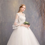Wedding Dresses 2023 New Cheap Wedding Dress Full Flare Sleeve Lace Embroidery Princess Vestido De Noiva F