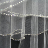 Ivory Brilliant Beaded Edge Long Wedding Dress Veils Wedding Accessories Cathedral Bridal Veils In Stock Hot Selling