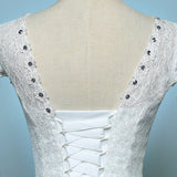 Cheap Cap Sleeve Korean Style Short Lace Fashion Simple Bridal Gowns Crystal Wedding Dresses 2023 Vestido Casamento