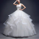 Luxury Bead Fashion Strapless Wedding Dresses 2023 New Korean Tiered Organza Sweet Bride Princess Gowns Vestido de noiva