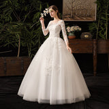 Lace Full Sleeve Wedding Dresses Luxury Muslim Ball Gown Wedding Gowns Custom Made Vestido De Noiva