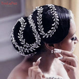 HP394 Elegant Long Bridal Hair Vine Women Bun Decoration Headband Handmade Headdress Wedding Hair Accessories Headpiece