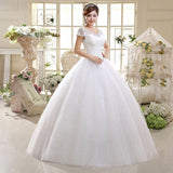 Cheap Cap Sleeve Korean Style Short Lace Fashion Simple Bridal Gowns Crystal Wedding Dresses 2023 Vestido Casamento