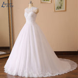 NICEB Elegant Ball Gown Wedding Dresses Beading Sleeveless Vestido De Noiva Lace Applique Exquisite Bridal Bow Custom