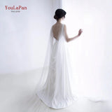 G33 Wedding Cape Bridal Shawl White Tulle Long Cape Cloak Shawl Shrugs Women Party Jackets Wedding Accessories