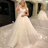 Elegant A-Line Wedding Dresses 2023 Off The Shoulder Appliques Bridal Gowns Boho Beach Evening Wedding Prom Gowns Plus Size