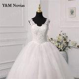 Novias Fashion Simple White Ivory Wedding Dresses Plus Size Diamond sequin Beading Lace Edge Train Dresses For Brides Gowns